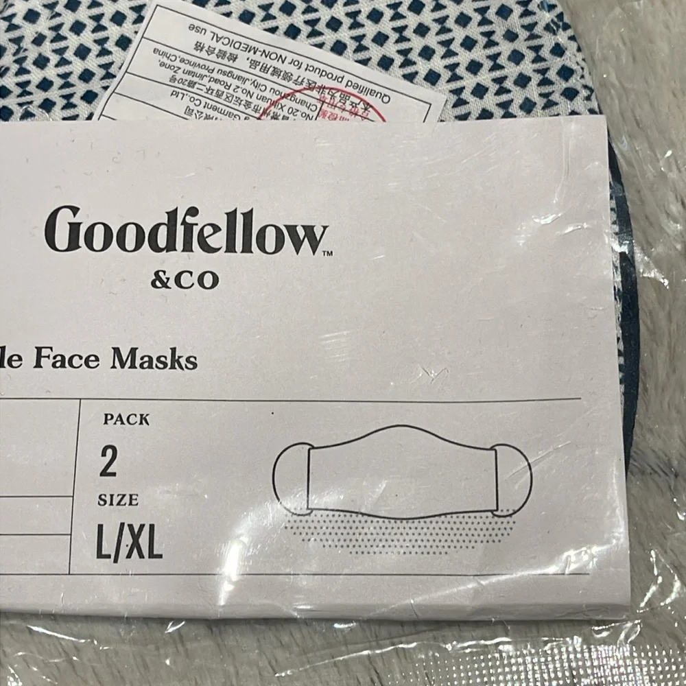 Goodfellow & Co Assorted Fabric Face Masks 6 packages of 2. Size L/XL.